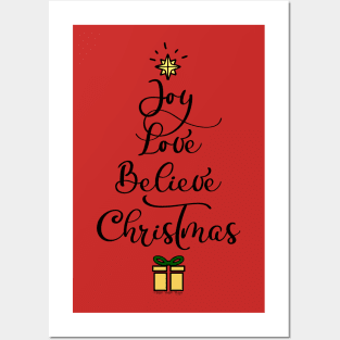 Joy Love Believe Christmas Beautiful Tree Christmas Posters and Art